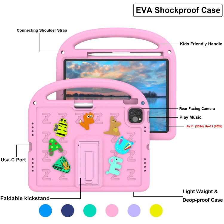 For iPad Air 11 2024 Cartoon Sparrow EVA Shockproof Tablet Case(Pink) - iPad Air 11 2024 Cases by buy2fix | Online Shopping UK | buy2fix