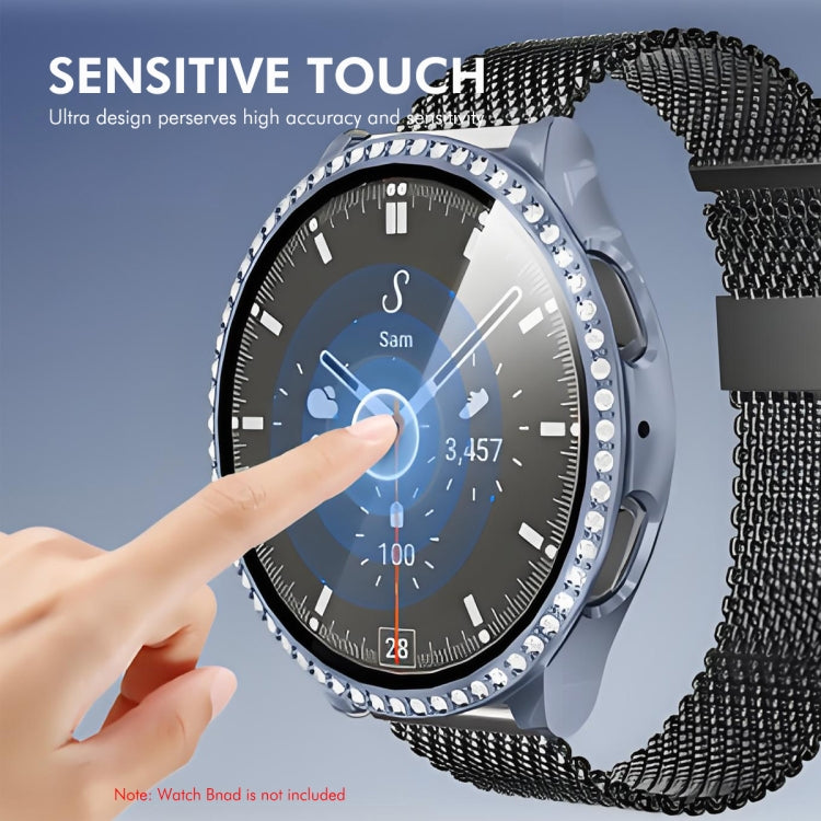 For Samsung Galaxy Watch7 44mm ENKAY Hat-Prince Blink Full Coverage PC + Tempered Glass Film Integrated Watch Case(Dark Blue) - Watch Cases by ENKAY | Online Shopping UK | buy2fix