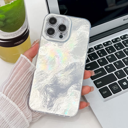 For iPhone 16 Pro Plating Glitter Texture TPU Phone Case with Lens Film(White  Tinfoil Texture) - iPhone 16 Pro Cases by buy2fix | Online Shopping UK | buy2fix