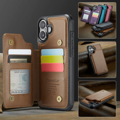 For iPhone 16 Plus CaseMe C22 Card Slots Holder RFID Anti-theft Phone Case(Brown) - iPhone 16 Plus Cases by CaseMe | Online Shopping UK | buy2fix