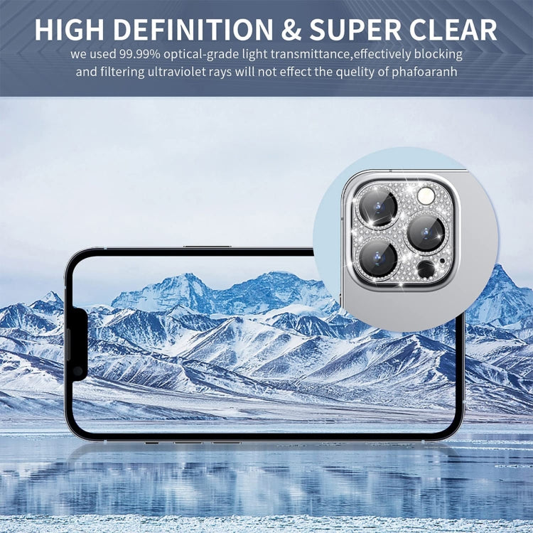 For iPhone 16 / 16 Plus ENKAY Hat-Prince Blink Diamond Camera Lens Aluminium Alloy Tempered Glass Film(Colorful) - iPhone 16 Tempered Glass by ENKAY | Online Shopping UK | buy2fix