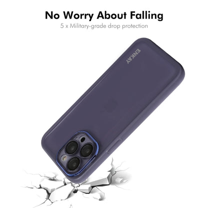 For iPhone 15 Pro Max ENKAY Hat-Prince Translucent Matte TPU Phone Case with Lens Film(Purple) - iPhone 15 Pro Max Cases by ENKAY | Online Shopping UK | buy2fix