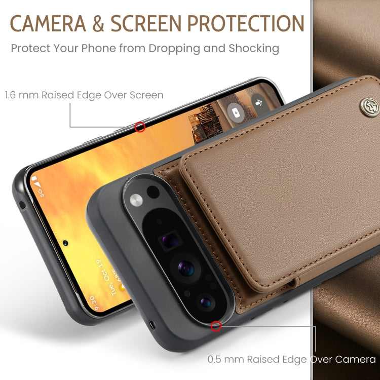 For Google Pixel 9 Pro XL CaseMe C22 Card Slots Holder RFID Anti-theft Phone Case(Brown) - Google Cases by CaseMe | Online Shopping UK | buy2fix