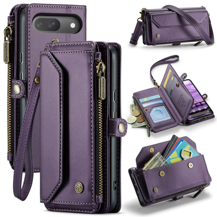 For Google Pixel 9 / 9 Pro CaseMe C36 Card Slots Zipper Wallet RFID Anti-theft Leather Phone Case(Purple) - Google Cases by CaseMe | Online Shopping UK | buy2fix