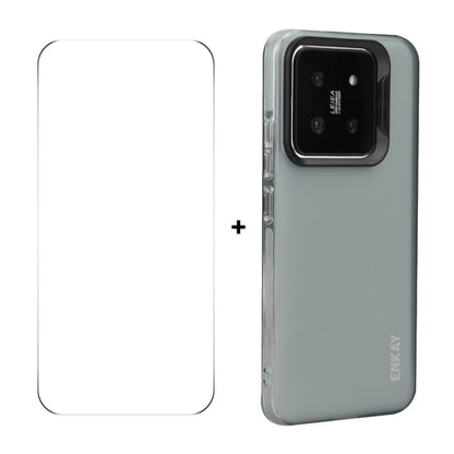 For Xiaomi 14 ENKAY Hat-Prince Translucent Matte TPU Soft Phone Case + 9H Big Arc Edge Film(Grey) - 14 Cases by ENKAY | Online Shopping UK | buy2fix