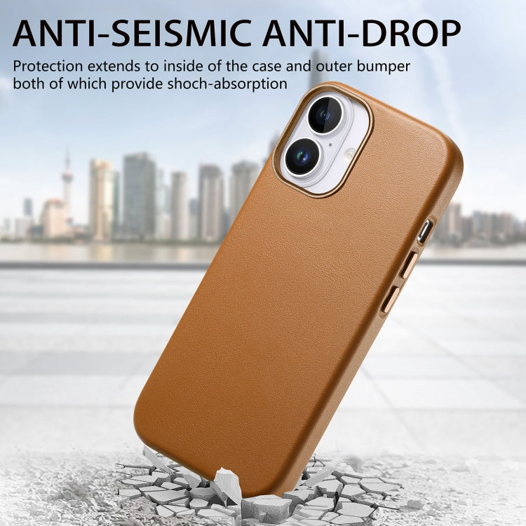 For iPhone 16 Plus Electroplated Metal Button Shockproof Phone Case(Brown) - iPhone 16 Plus Cases by buy2fix | Online Shopping UK | buy2fix