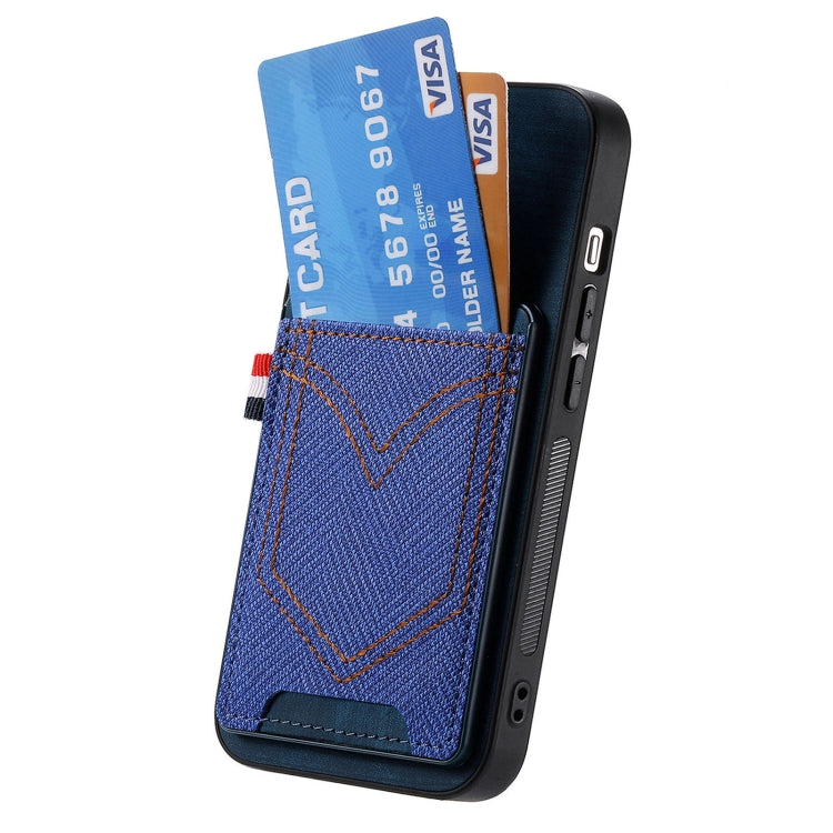 For iPhone 16 Pro Denim Texture Leather Skin Phone Case with Card Slot(Blue) - iPhone 16 Pro Cases by buy2fix | Online Shopping UK | buy2fix