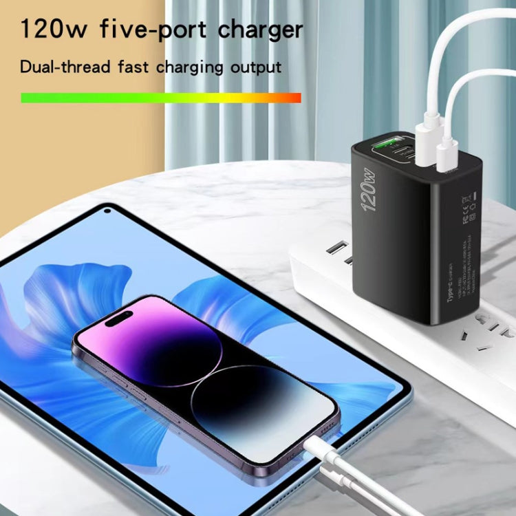 120W 3 PD Type-C Dual USB Multi Port Quick Charger for Mobile Phones, US Plug(White) - USB Charger by buy2fix | Online Shopping UK | buy2fix