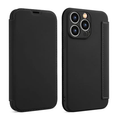 For iPhone 16 Pro Imitate Liquid Skin Feel Leather Phone Case with Card Slots(Black) - iPhone 16 Pro Cases by buy2fix | Online Shopping UK | buy2fix