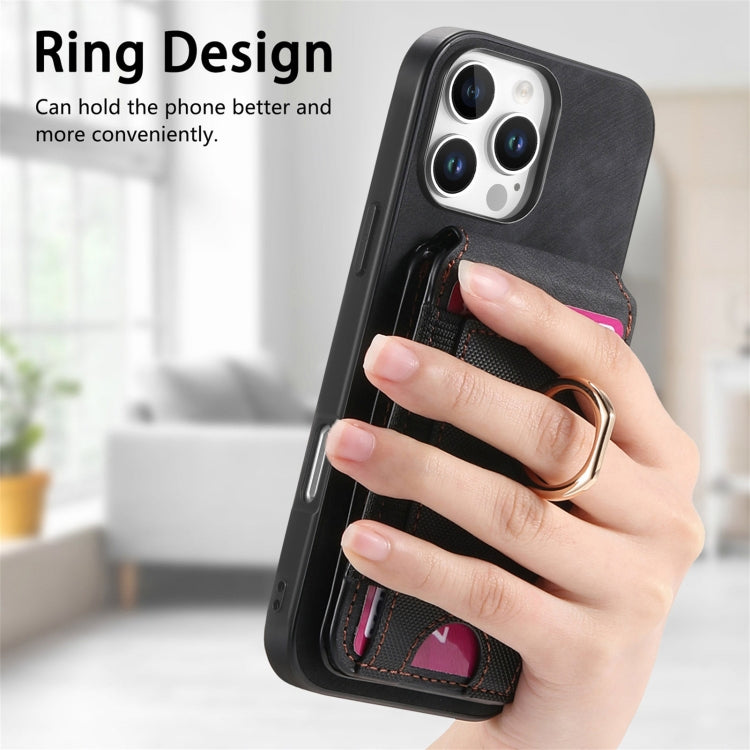 For iPhone 16 Pro Retro Splitable Magnetic Stand Card Bag Leather Phone Case(Black) - iPhone 16 Pro Cases by buy2fix | Online Shopping UK | buy2fix