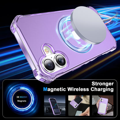 For iPhone 16 Plus Frosted Wave MagSafe Holder Phone Case(Purple) - More iPhone Cases by buy2fix | Online Shopping UK | buy2fix