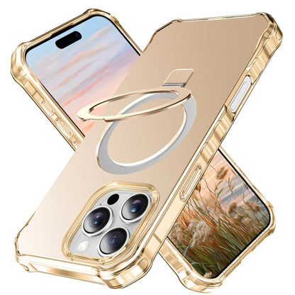 For iPhone 16 Pro Clear Wave MagSafe Holder Phone Case(Gold) - More iPhone Cases by buy2fix | Online Shopping UK | buy2fix