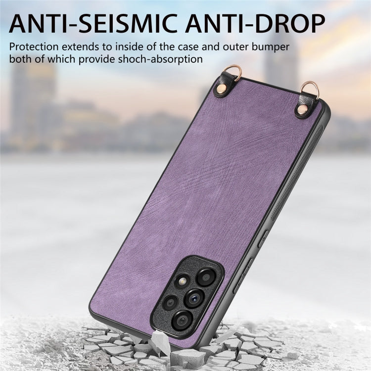 For Samsung Galaxy S25+ 5G Vintage Leather PC Back Cover Phone Case with Crossbody Strap(Purple) - Galaxy S25+ 5G Cases by buy2fix | Online Shopping UK | buy2fix