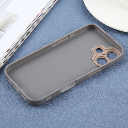 For iPhone 16 Plain Imitation Leather Back Cover Phone Case(Grey) - iPhone 16 Cases by buy2fix | Online Shopping UK | buy2fix