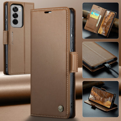 For OPPO Reno12 Pro 5G Global CaseMe 023 Butterfly Buckle Litchi Texture RFID Anti-theft Leather Phone Case(Brown) - Reno12 Pro Cases by CaseMe | Online Shopping UK | buy2fix