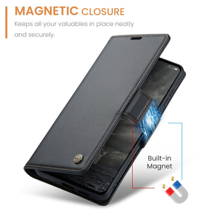 For OPPO Reno12 Pro 5G Global CaseMe 023 Butterfly Buckle Litchi Texture RFID Anti-theft Leather Phone Case(Black) - Reno12 Pro Cases by CaseMe | Online Shopping UK | buy2fix