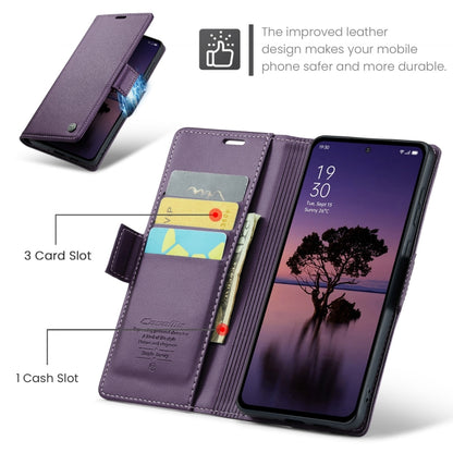 For OPPO Reno12 Pro 5G Global CaseMe 023 Butterfly Buckle Litchi Texture RFID Anti-theft Leather Phone Case(Purple) - Reno12 Pro Cases by CaseMe | Online Shopping UK | buy2fix