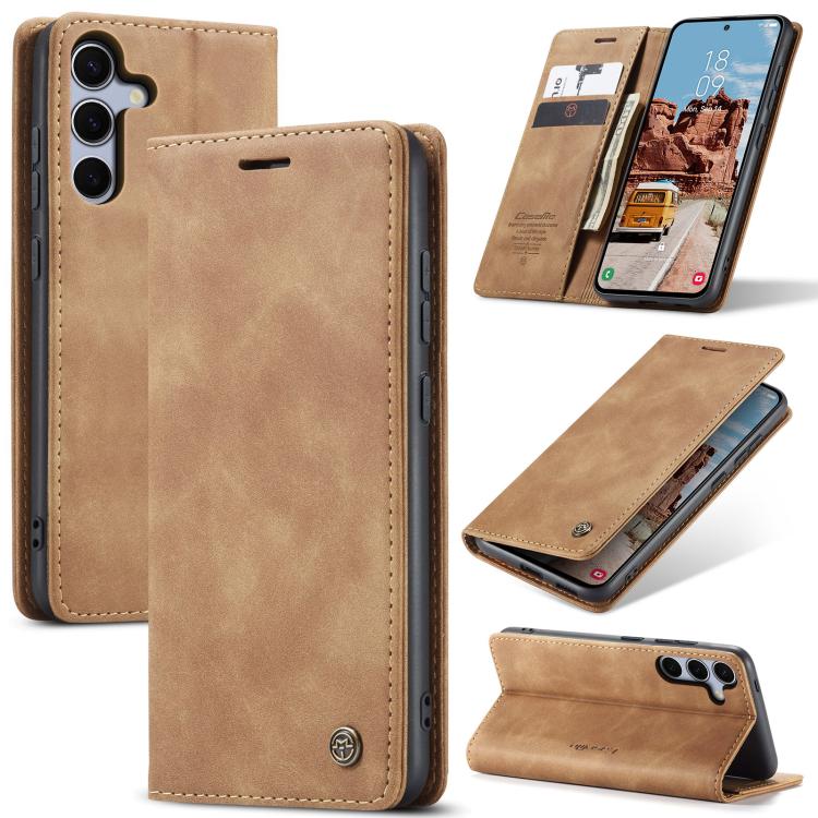 For Samsung Galaxy S25 5G CaseMe 013 Multifunctional Horizontal Flip Leather Phone Case(Brown) - Galaxy S25 5G Cases by CaseMe | Online Shopping UK | buy2fix