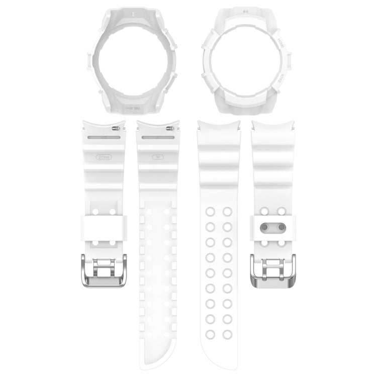 For Samsung Galaxy Watch 7 44mm Armor Silicone Watch Band with Watch Case Set(White) - Watch Bands by buy2fix | Online Shopping UK | buy2fix