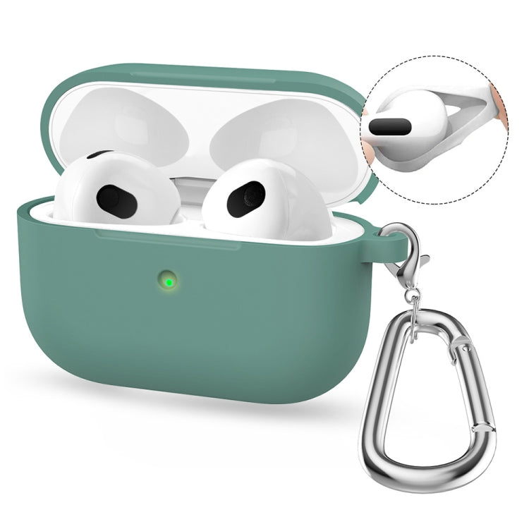 For Apple AirPods 4 2024 ENKAY Hat-Prince Thickened Silicone Case with Hook and Anti-lost Silicone Earbuds(Pine Needle Green) - For AirPods 4 by ENKAY | Online Shopping UK | buy2fix