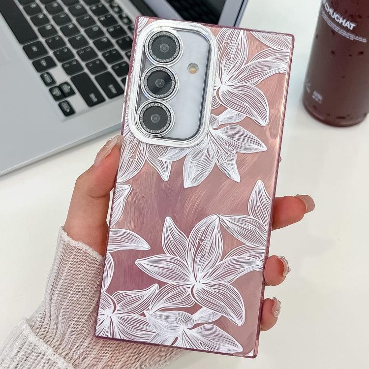 For Samsung Galaxy S25 5G Electroplating Flowers Plants Texture TPU Phone Case(Sketch Lily FL9) - Galaxy S25 5G Cases by buy2fix | Online Shopping UK | buy2fix