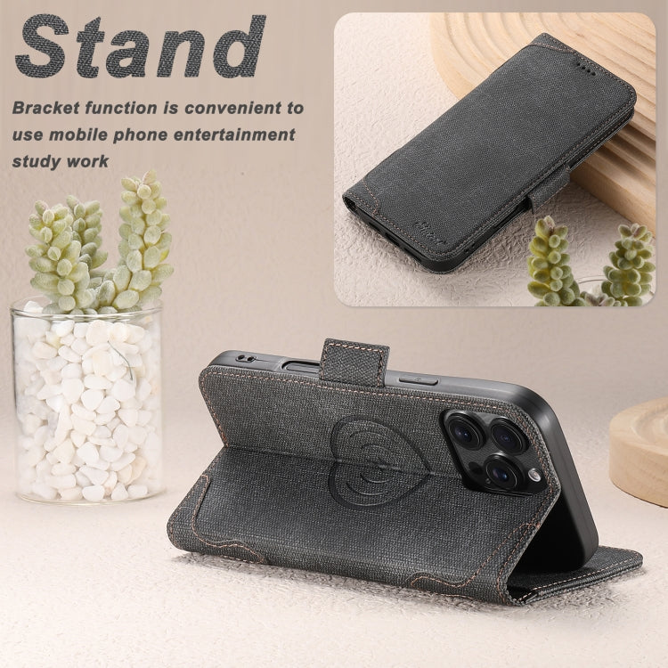 For iPhone 16 Suteni J07 Multi-functional Horizontal MagSafe Denim Leather Phone Case(Black) - iPhone 16 Cases by Suteni | Online Shopping UK | buy2fix