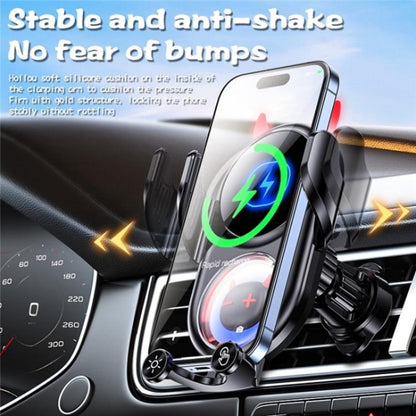 D1 Devil Design Air Vent Mount Phone Holder Stand 15W Car Wireless Charger(White) - Car Charger by buy2fix | Online Shopping UK | buy2fix