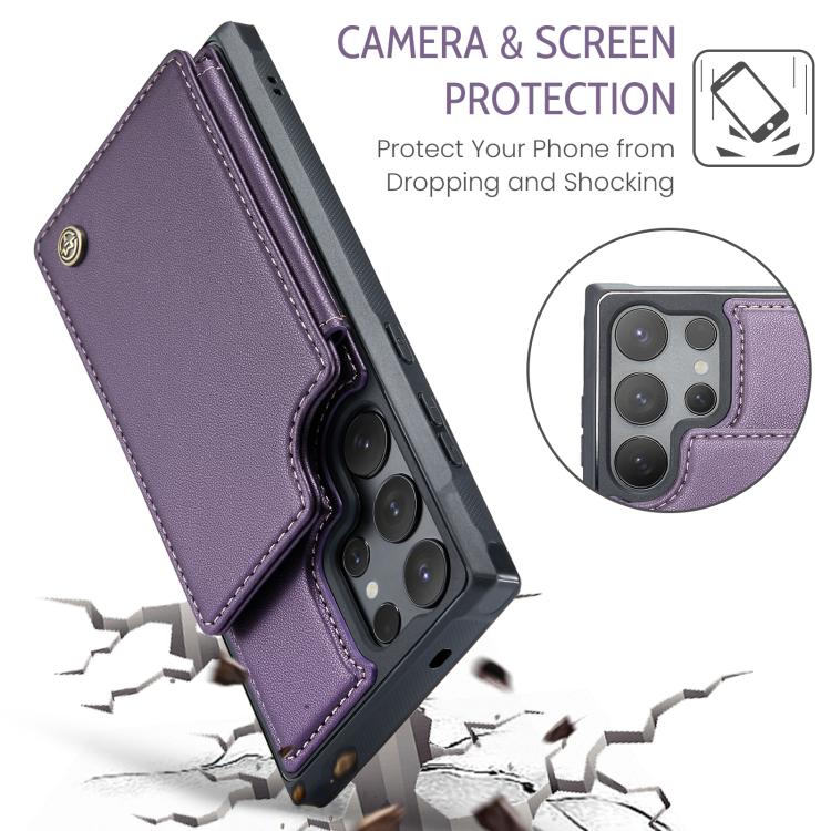 For Samsung Galaxy S25 Ultra 5G CaseMe C22 Card Slots Holder RFID Anti-theft Phone Case(Purple) - Galaxy S25 Ultra 5G Cases by CaseMe | Online Shopping UK | buy2fix