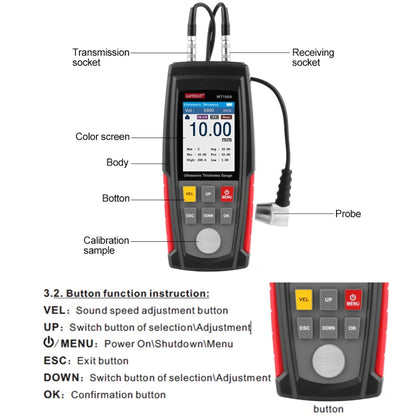 Wintact WT100A Digital Ultrasonic Thickness Gauge Meter Tester USB Charging Digital Thickness Metal Tester High Precision - Coating Thickness Gauge by Wintact | Online Shopping UK | buy2fix