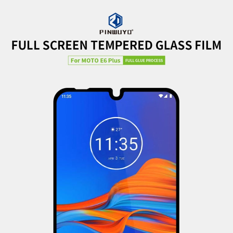 For Moto E6 Plus PINWUYO 9H 2.5D Full Screen Tempered Glass Film(Black) - Motorola Tempered Glass by PINWUYO | Online Shopping UK | buy2fix