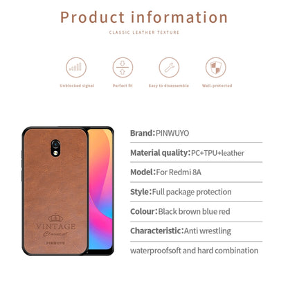 For Xiaomi RedMi 8A PINWUYO Pin Rui Series Classical Leather, PC + TPU + PU Leather Waterproof And Anti-fall All-inclusive Protective Shell(Black) - Xiaomi Cases by PINWUYO | Online Shopping UK | buy2fix