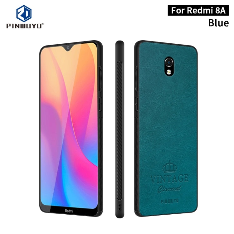 For Xiaomi RedMi 8A PINWUYO Pin Rui Series Classical Leather, PC + TPU + PU Leather Waterproof And Anti-fall All-inclusive Protective Shell(Blue) - Xiaomi Cases by PINWUYO | Online Shopping UK | buy2fix