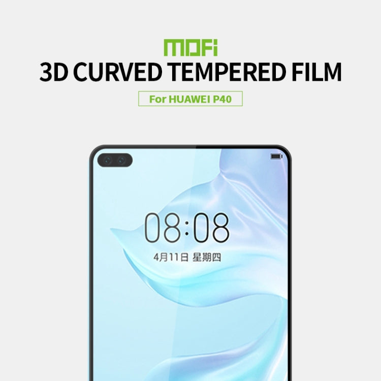 For Huawei P40 MOFI 9H 3D Explosion-proof Curved Screen Tempered Glass Film(Black) - Huawei Tempered Glass by MOFI | Online Shopping UK | buy2fix