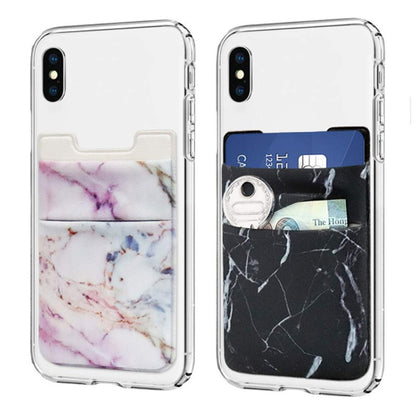 Marble Pattern Road Stretch Phone Back Plastic Card Holder Sticky Phone Clip(Black) - Card & Passport Bags by buy2fix | Online Shopping UK | buy2fix