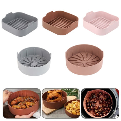 Air Fryer Silicone Grill Pan Accessories, Size: Round 16 cm(Pink) - Baking mat & Bakewares by buy2fix | Online Shopping UK | buy2fix