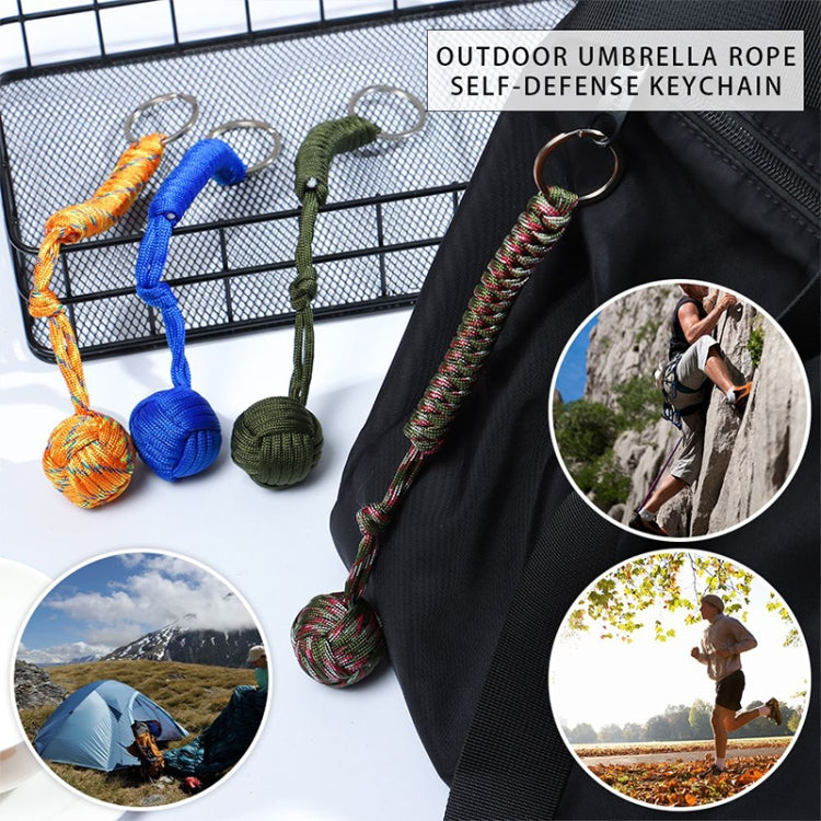 Outdoor Security Protection Black Monkey Fist Steel Ball Bearing Self Defense Lanyard Survival Key Chain(Blue red) - Self-defense Protection by buy2fix | Online Shopping UK | buy2fix