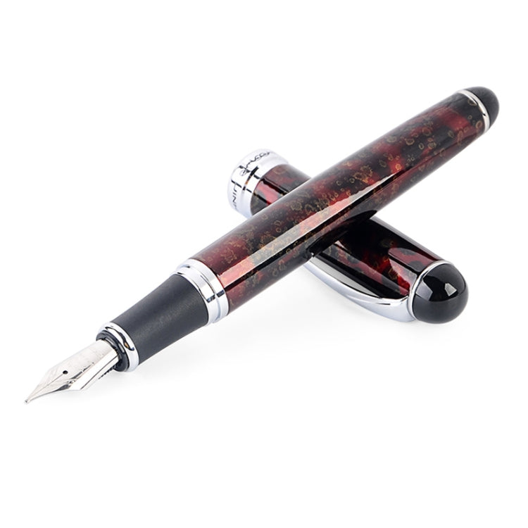 X750 Stationery Stainless Steel Fountain Pen Medium Nib Ink Pens School Oiifice Gift, Nib Size:0.5mm(Red Pattern) - Fountain Pens by buy2fix | Online Shopping UK | buy2fix