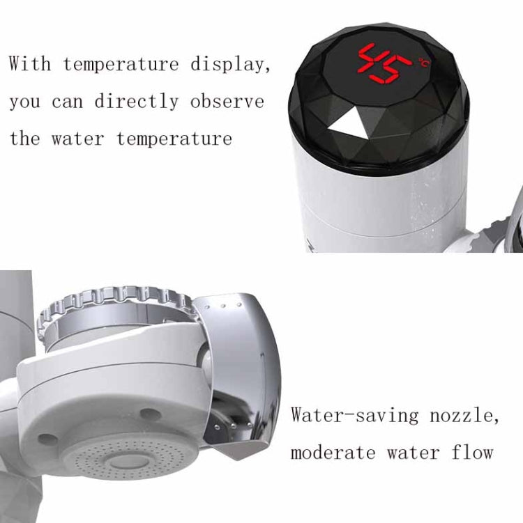 Zoosen Electric Hot Water Faucet Connection Type Instant Hot Water Faucet EU Plug, Style:With shower Head Connector - Faucets & Accessories by zoosen | Online Shopping UK | buy2fix