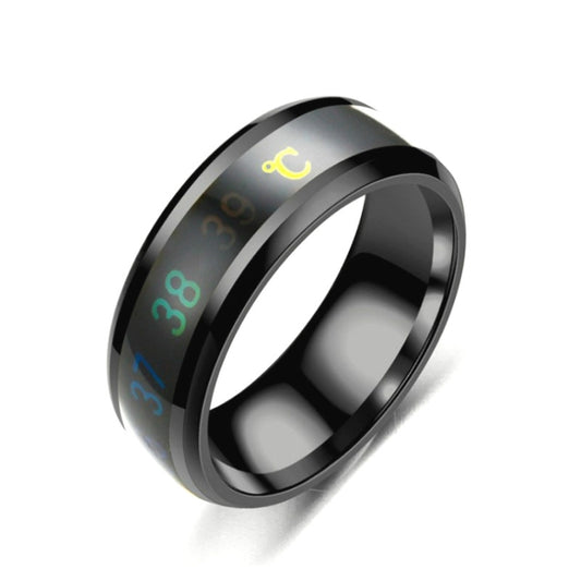 Smart Temperature Ring Stainless Steel Personalized Temperature Display Couple Ring, Size: 13(Black) - Rings by buy2fix | Online Shopping UK | buy2fix