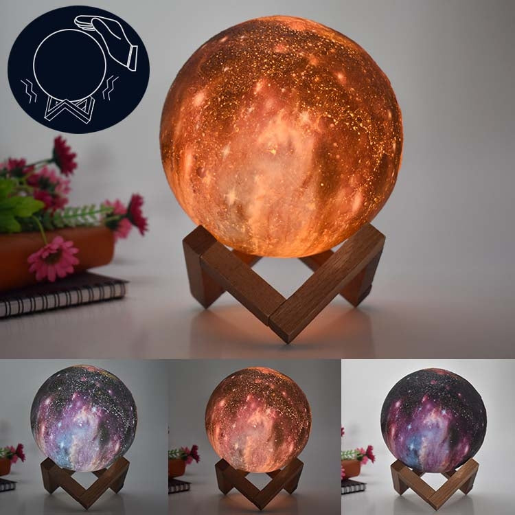 1W 3D Moon Lamp Children Gift Table Lamp Painted Starry Sky LED Night Light, Light color: 8cm Pat Control 3-colors - Night Lights by buy2fix | Online Shopping UK | buy2fix