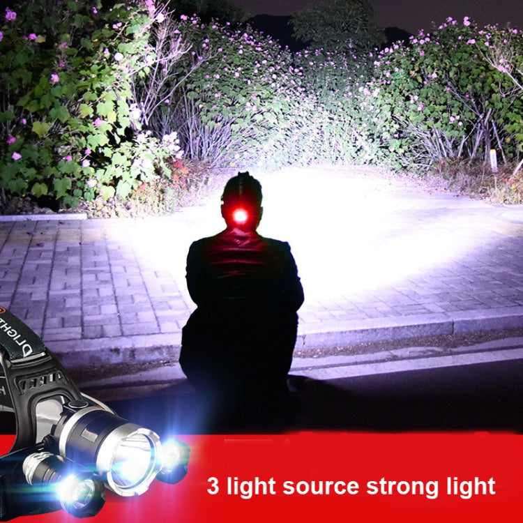 Strong Light Long-Range Rechargeable Three-Head Lamp Outdoor Fishing Lamp Led Head-Mounted Flashlight (3T6 Without Battery) - Headlamp by buy2fix | Online Shopping UK | buy2fix