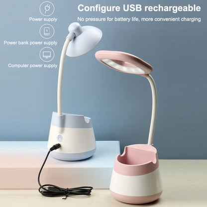 USB Charging LED Desk Light Eye Protection Lamp with Pen Holder and Phone Holder(CS276-3 Pink) - Desk Lamps by buy2fix | Online Shopping UK | buy2fix