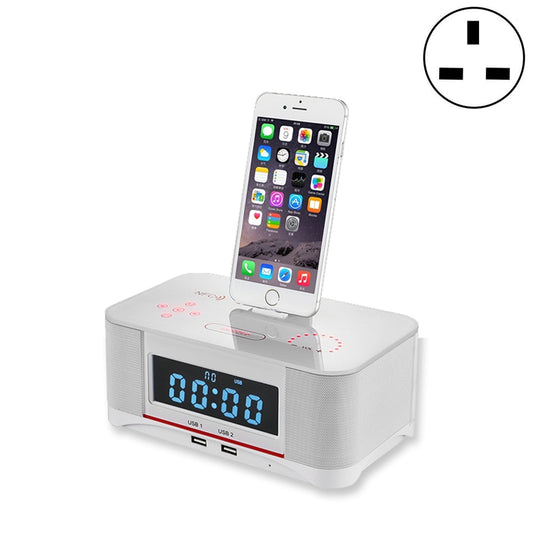 A8 Charging Base Audio NFC Bluetooth Speaker Alarm Clock, Specification: UK Plug(White) - Desktop Speaker by buy2fix | Online Shopping UK | buy2fix