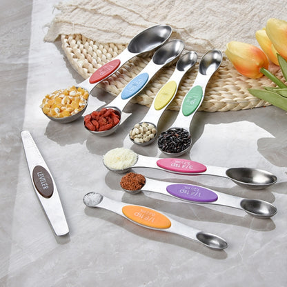 8 in 1 Magnetic Double-Headed Measuring Spoon Stainless Steel Measuring Spoon Set(Colorful) - Kitchen Scales by buy2fix | Online Shopping UK | buy2fix