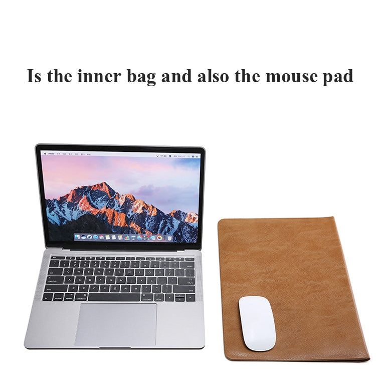 Horizontal Litchi Texture Laptop Bag Liner Bag For MacBook  11 Inch A1370 / 1465(Liner Bag+Power Bag Brown) - Protective Bags by buy2fix | Online Shopping UK | buy2fix