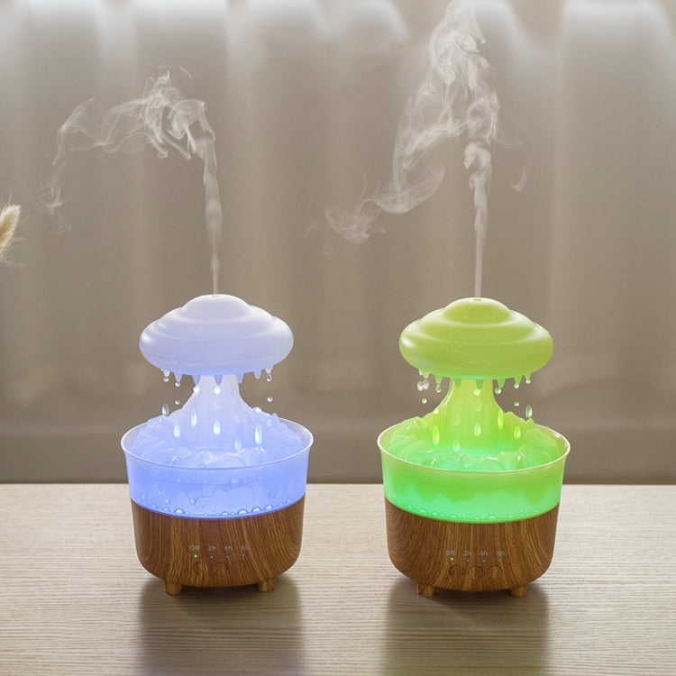 V50 Desktop Colorful Night Light Humidifier Wood Grain Water Drop Aroma Diffuser, Spec: EU Plug(White) - Air Purifiers & Accessories by buy2fix | Online Shopping UK | buy2fix