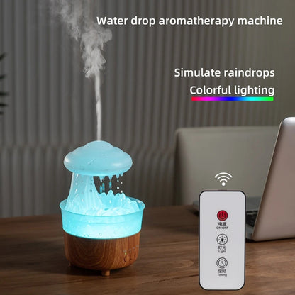 V50 Desktop Colorful Night Light Humidifier Wood Grain Water Drop Aroma Diffuser, Spec: AU Plug(Green) - Air Purifiers & Accessories by buy2fix | Online Shopping UK | buy2fix