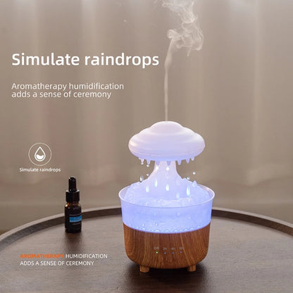 V50 Desktop Colorful Night Light Humidifier Wood Grain Water Drop Aroma Diffuser, Spec: UK Plug(Green) - Air Purifiers & Accessories by buy2fix | Online Shopping UK | buy2fix