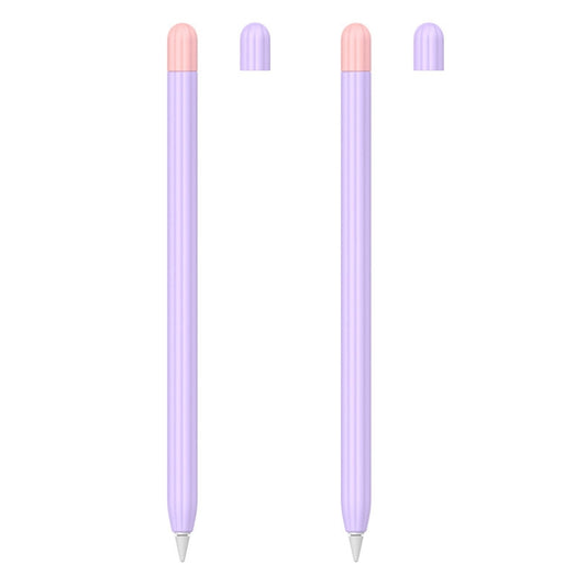 2 Sets 5 In 1 Stylus Silicone Protective Cover + Two-Color Pen Cap + 2 Nib Cases Set For Apple Pencil 1 (Lavender) - Pencil Accessories by buy2fix | Online Shopping UK | buy2fix