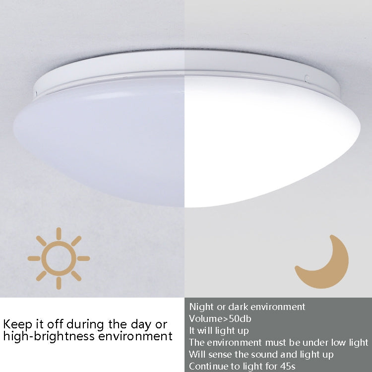 LED Sound Light Control Ceiling Lamp Round Corridor Intelligent Sensor Lamp, Power source: 24W 400mm(White) - Sensor LED Lights by buy2fix | Online Shopping UK | buy2fix